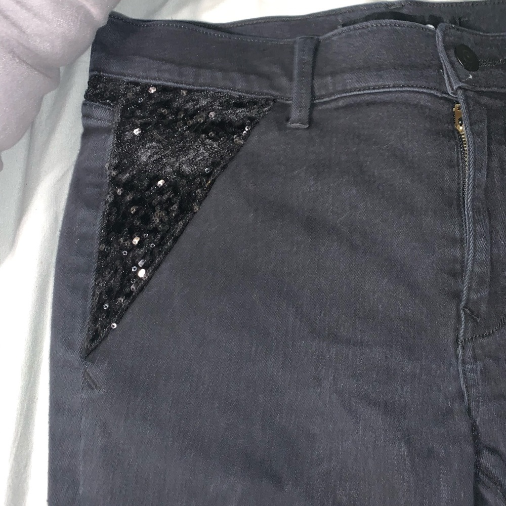 Black sequin skinny jeans